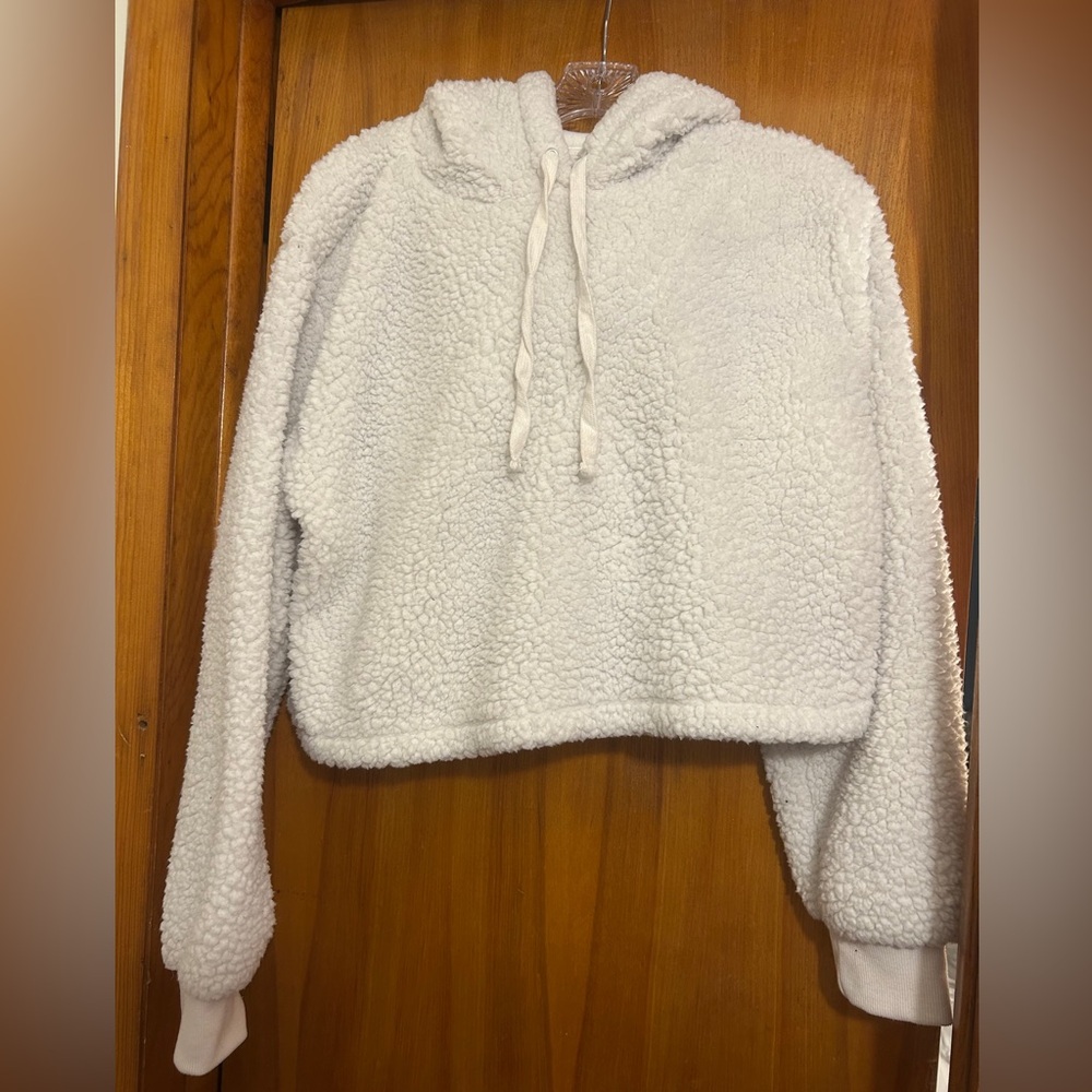 White fleece hoodie